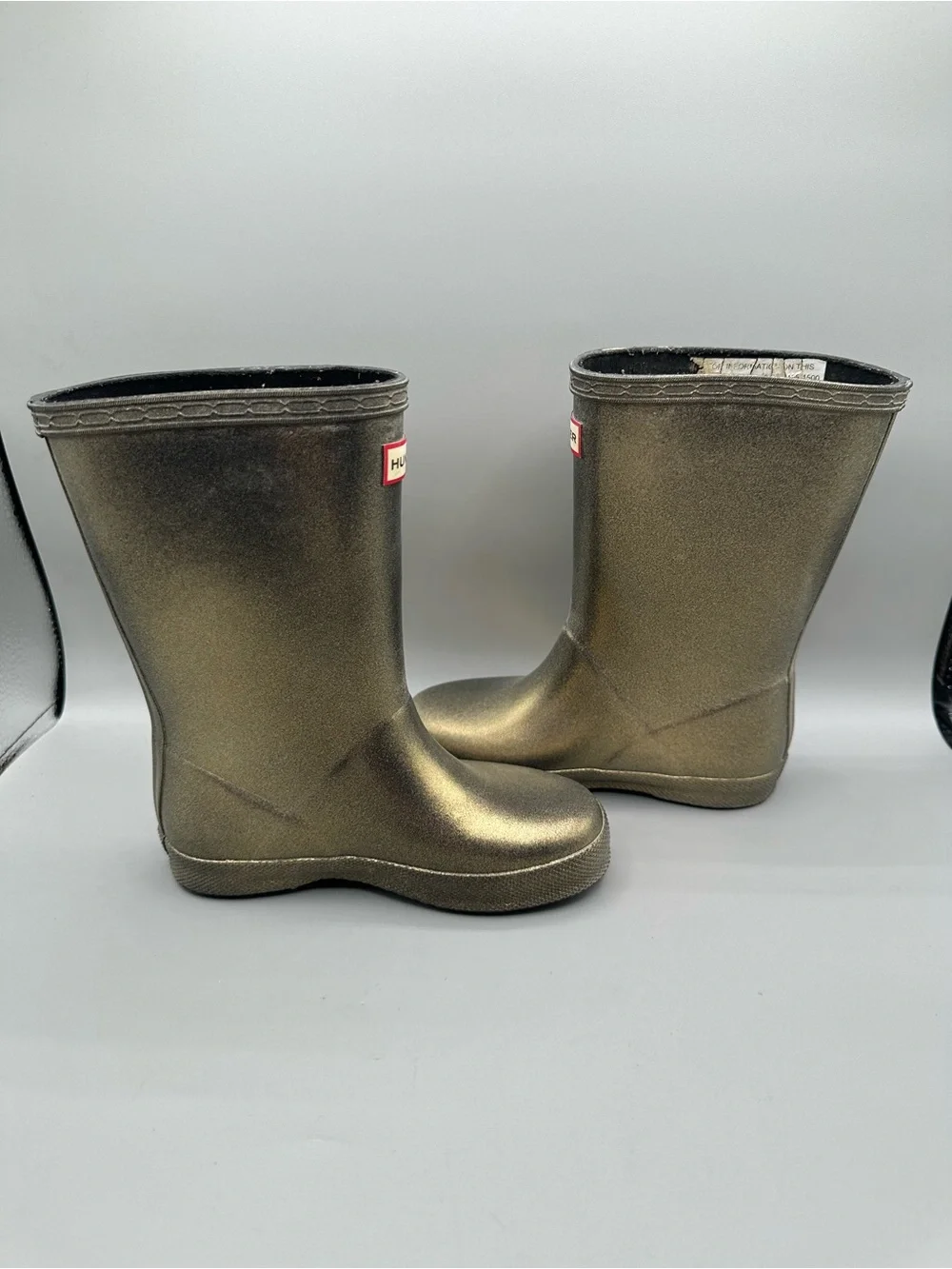 Hunter First Classic Nebula Rain Boots Kids 11 Metallic Gold Iridescent